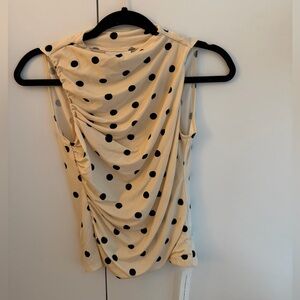 Reformation Cream Polka Dot Draped Tank Top